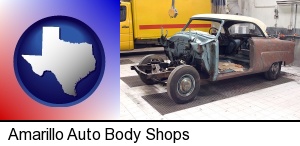 a vintage automobile in an auto body shop in Amarillo, TX